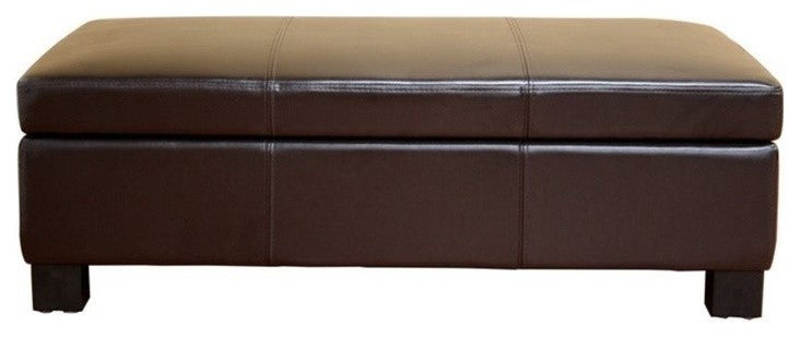 Bowery Hill Leather Storage Ottoman in Brown