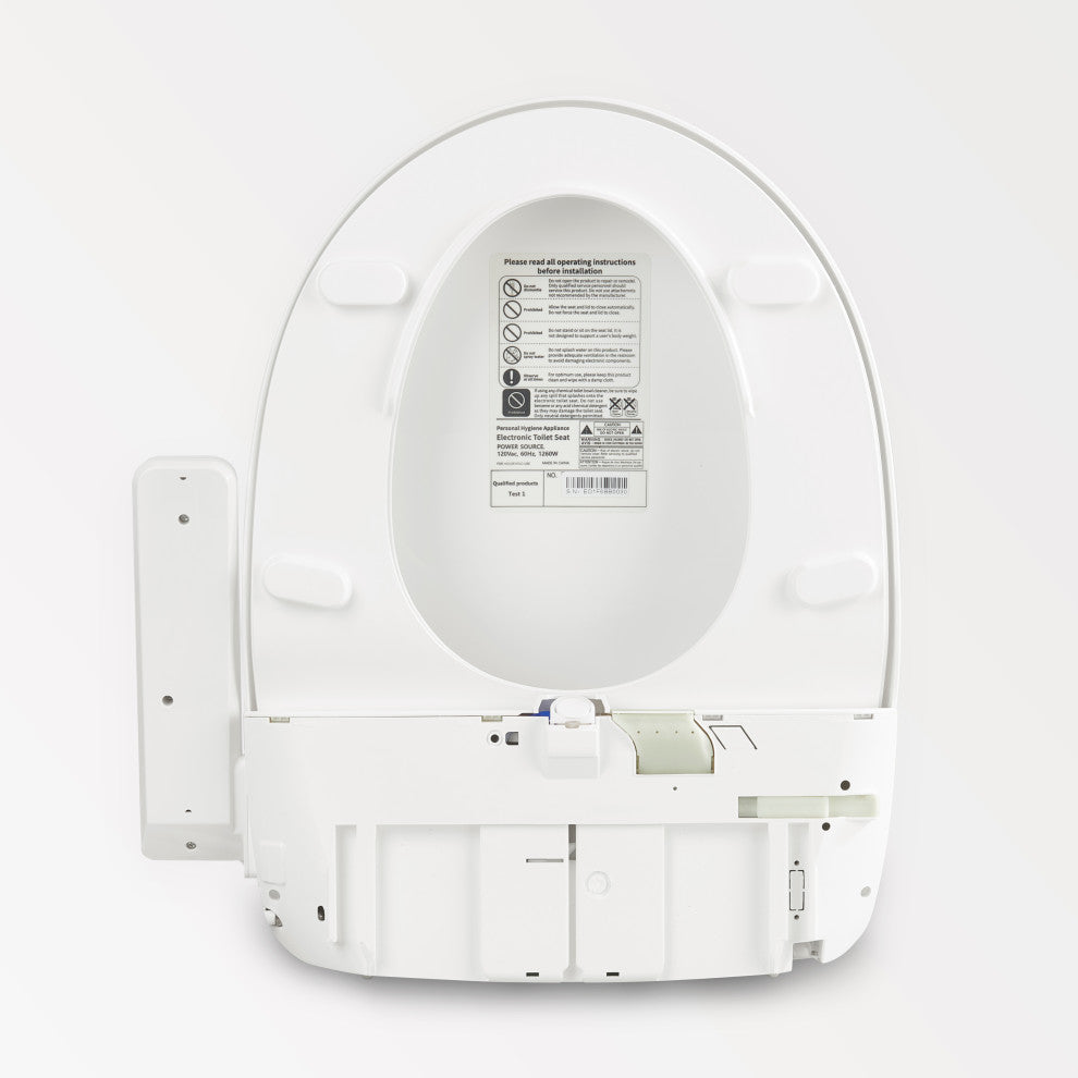 Electric Heated Smart Toilet Bidet Seat With Side Control Panel, Warm Air Dryer