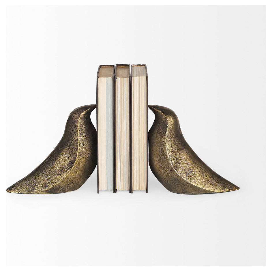 Dover, 2-Piece Set, 15Lx4W Gold Aluminum Dove Bookends