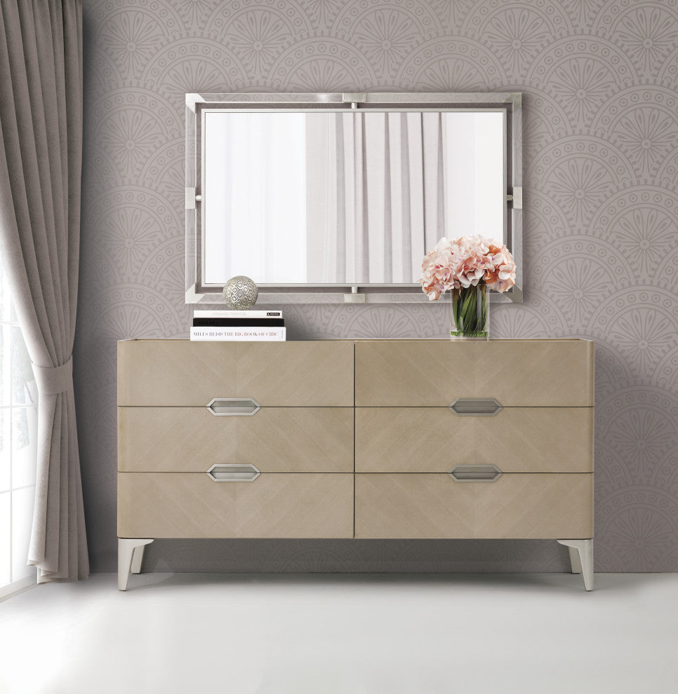 Penthouse Acrylic Wall Mirror - Clear/Brushed Stainless Steel