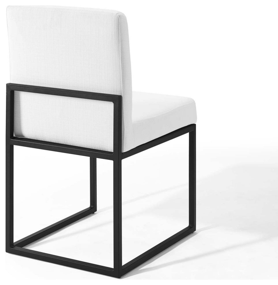Carriage Channel Tufted Sled Base Upholstered Fabric Dining Chair Black White
