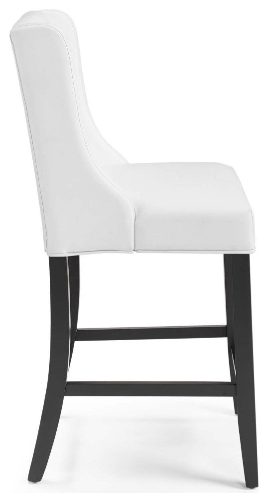 Baronet Counter Bar Stool Faux Leather Set of 2 - White