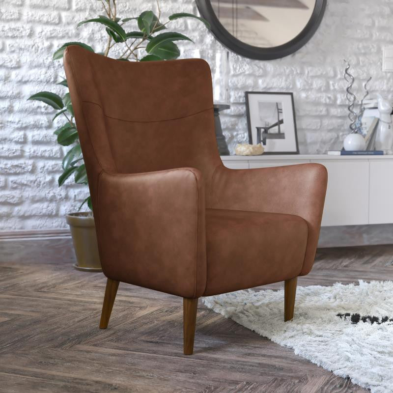 Connor Traditional Wingback Accent Chair, Dark Brown