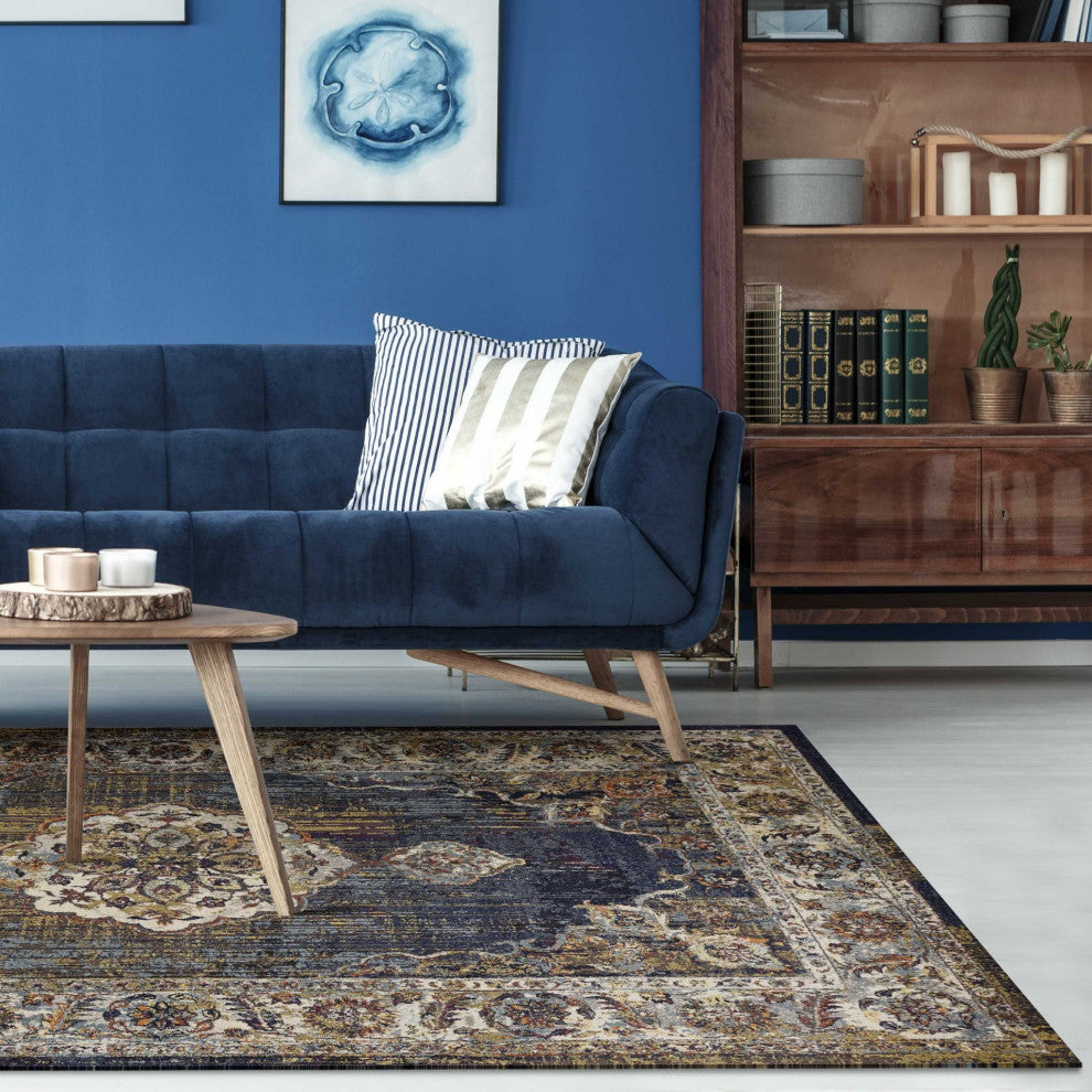 7' X 10'  Polypropylene Navy Area Rug