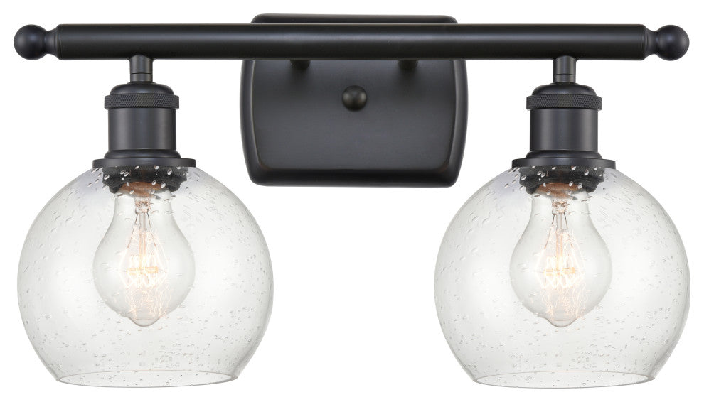 Innovations 516-2W-BK-G124-6 2 Light 16" Bath Vanity Light, Matte Black