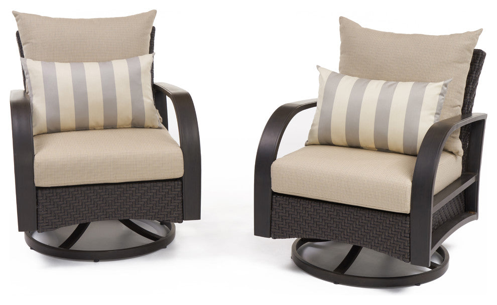 Barcelo 2 Piece Aluminum Outdoor Patio Motion Rotating Club Chairs, Slate Gray