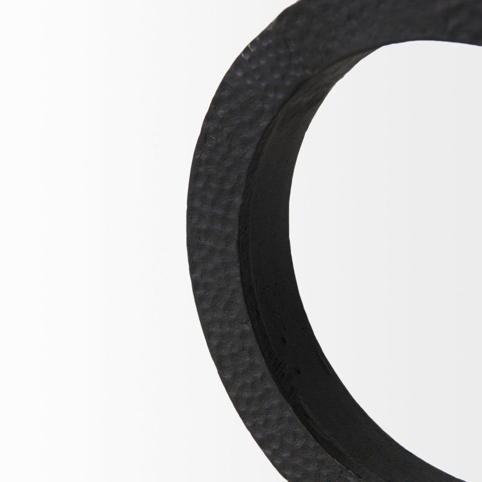 Rafiki Two Silver Blackened Hammered Finish Metal Conjoined Circles