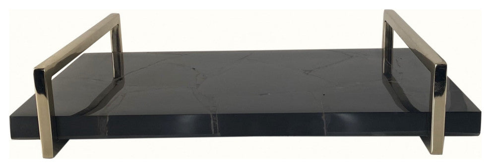 Black Agate and Gold Modern Serving Tray
