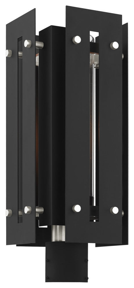 Livex Utrecht 1 Light Black/Brushed Nickel Large Outdoor Post Top Lantern