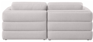 Beckham Linen Textured Fabric Upholstered 2-Piece Modular Sofa, Beige