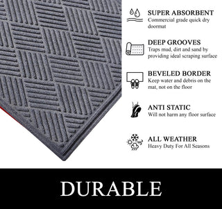 A1HC Superior Absorbant Polypropylene Doormat, Light Gray Checkered, 24"x36"