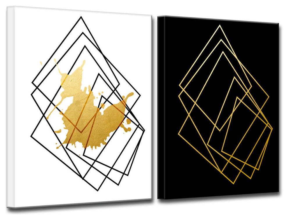 Wrapped Canvas 'Gilt Mod I/IB' 2 Piece Wall Decor, 2-Piece Set, 40"x60"