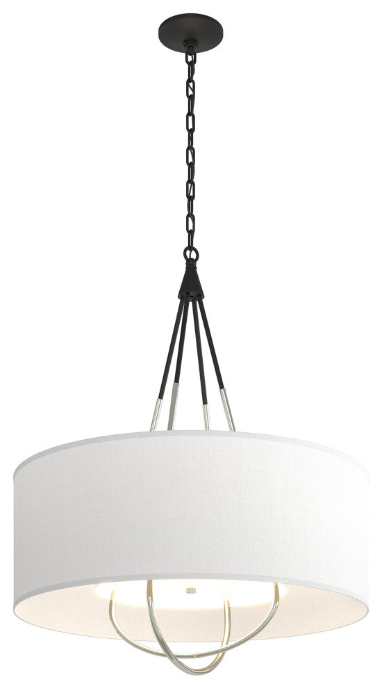 Loop Pendant, Black Finish, Sterling Accents, Natural Anna Shade