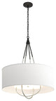 Loop Pendant, Black Finish, Sterling Accents, Natural Anna Shade