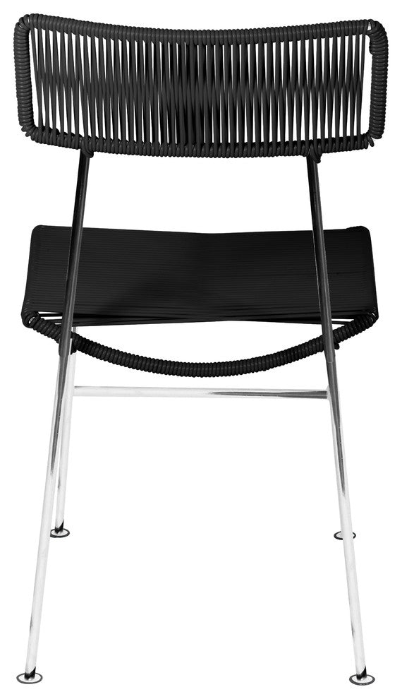 Hapi Indoor/Outdoor Handmade Dining Chair, Black on Chrome