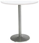 KFI Mode 42" Round Breakroom Table with White Round Silver Base Counter Height