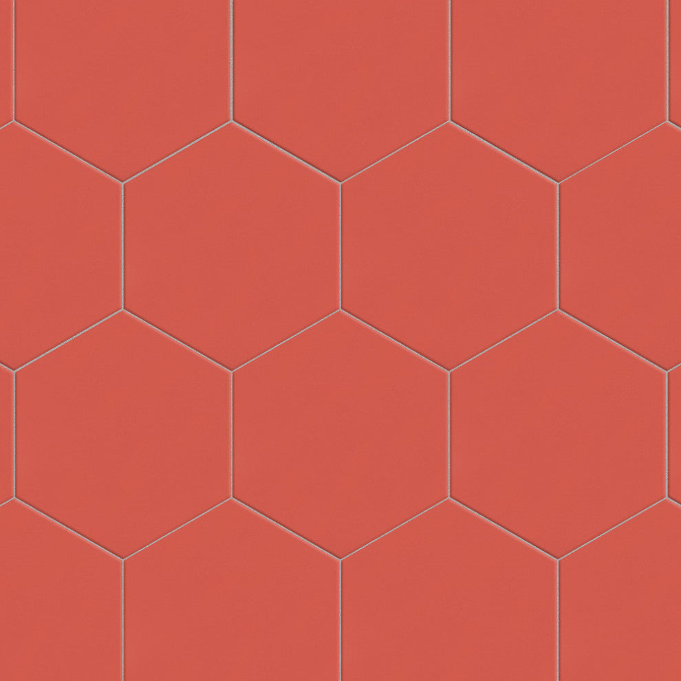 Textile Basic Hex Red Porcelain Floor and Wall Tile