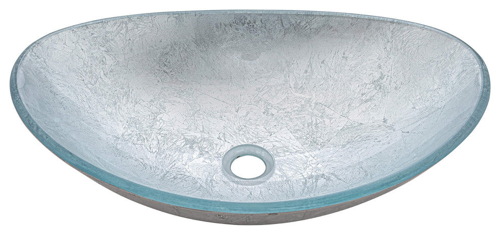 Fine Fixtures modern Glass Vessel Oval 20x14, Silver