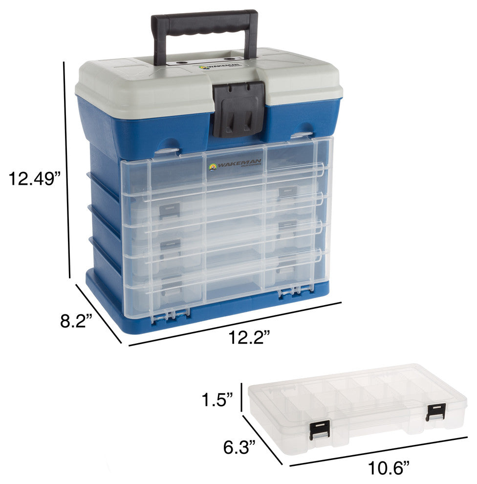 Storage Tool Box-Durable Organizer Utility Box-4 Drawers by Wakeman, Dark Blue