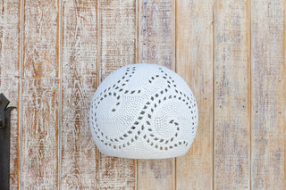Large White Filigree Lucknow Macrame Pendant Lantern