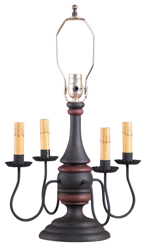 Jamestown Lamp Base, Hartford Black With Red Stripe