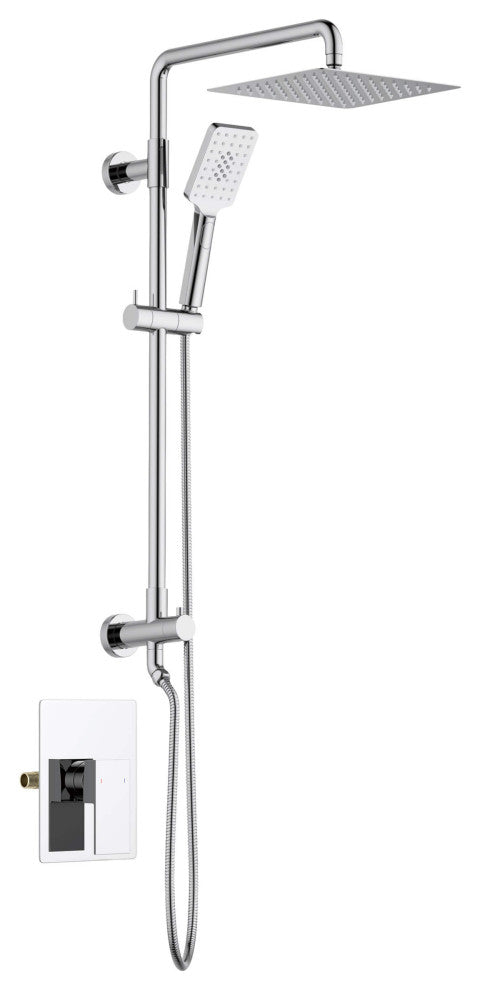 Cube 2-Function Shower Column, Rough, Valve, Chrome
