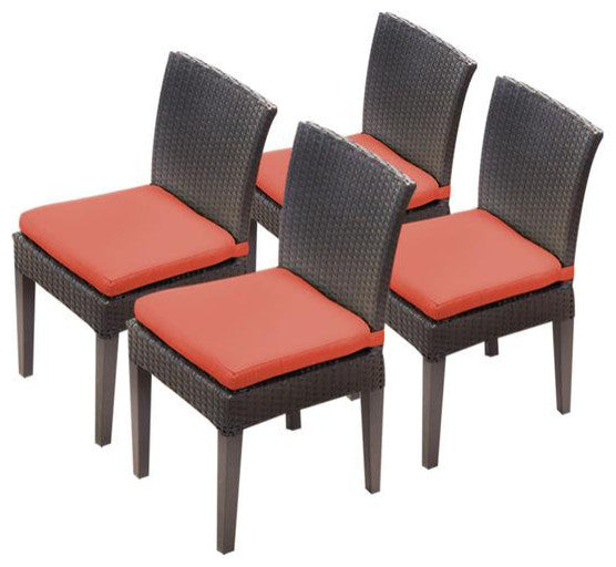 4 Belle Armless Dining Chairs Tangerine