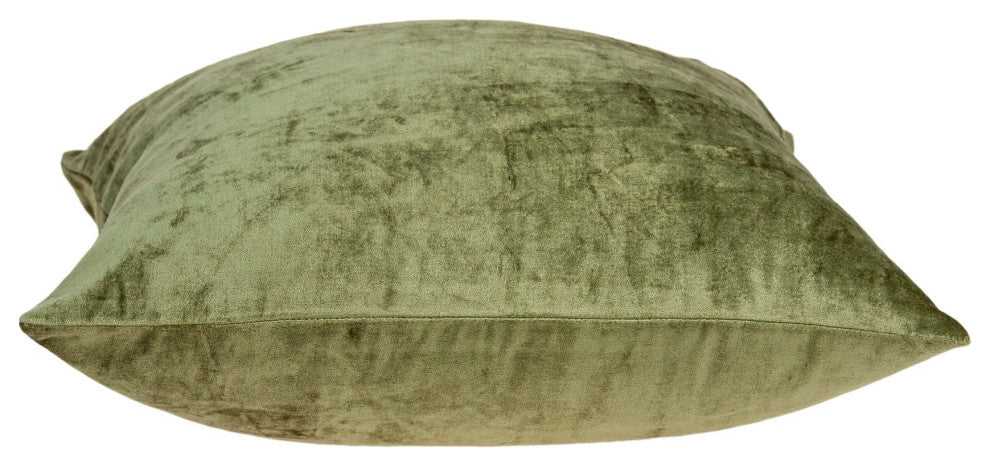 HomeRoots 20" x 0.5" x 20" Transitional Olive Solid Pillow Cover