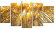 "Autumn Bamboo Grove in Yellow" Oversized Forest Wall Art, 5 Panels, 60"x32"