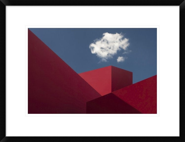 "Red Shapes" Framed Digital Print by Hugo Borges, 26"x20"