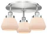 Fulton-3 Light 18" Flush Mount-Satin Nickel, Matte White Glass Shade
