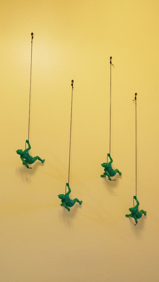 Heavy Climbing Green Man Position #1 Wall Art, Set of 4