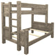 Barnwood Style Timber Peg Bunk Bed, Frost, Full Over Queen