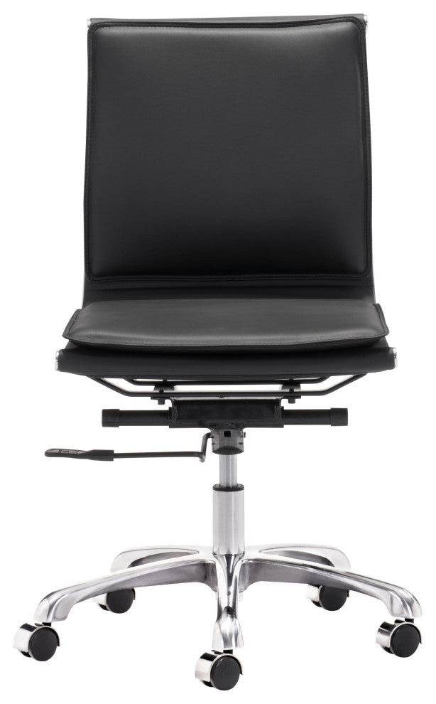 Black Faux Leather Armless Executive Rolling Office Chair