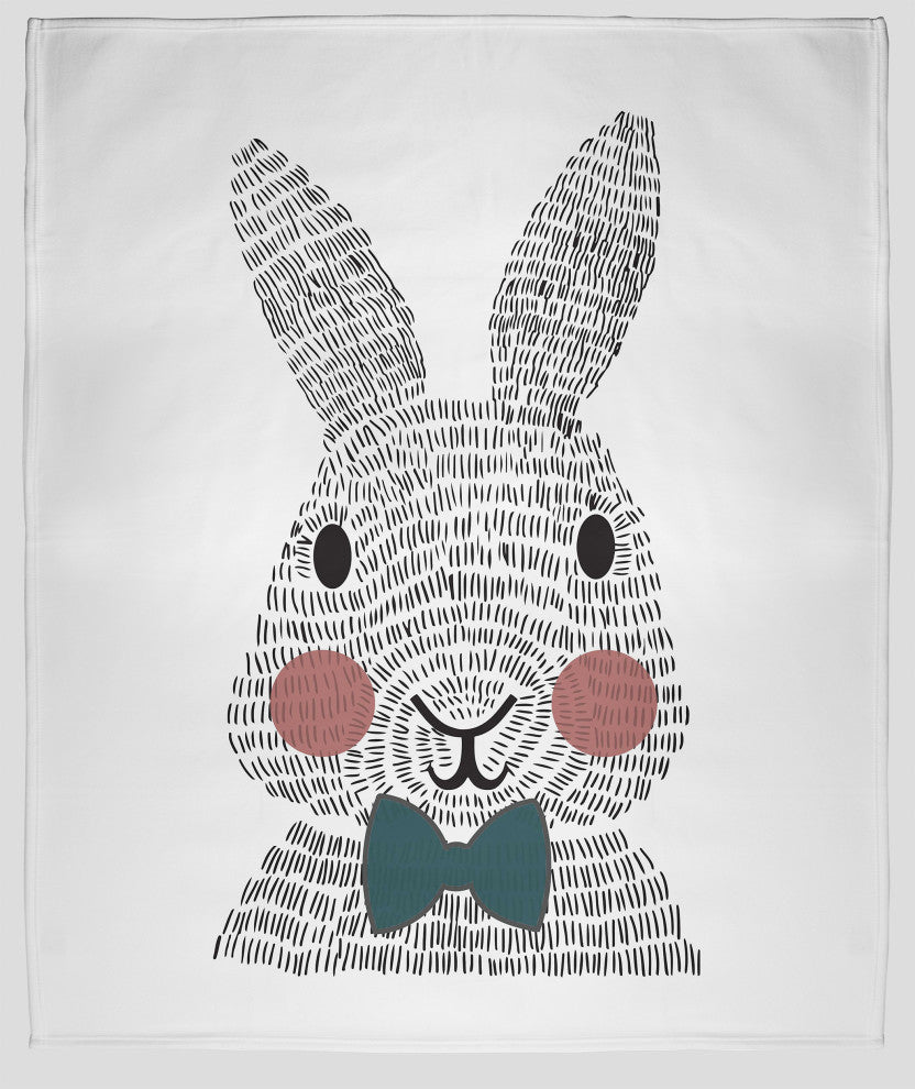 60 x 80 in Bow-tie Easter Bunny Throw Blanket, Ocean Abyss Green