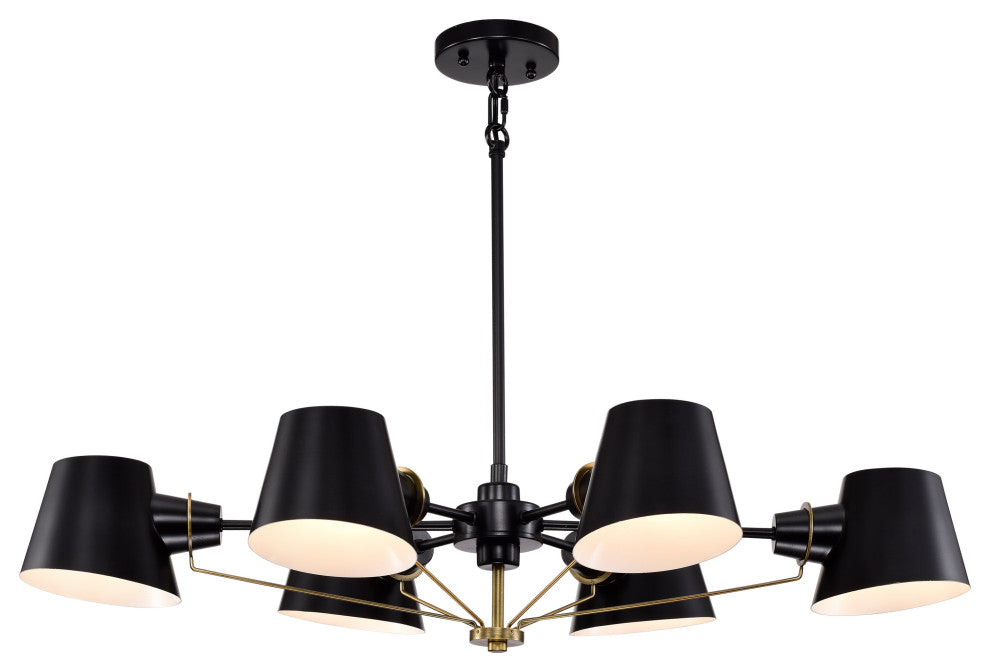 Baxter 6-Light Oval Chandelier, Black With Burnished Brass