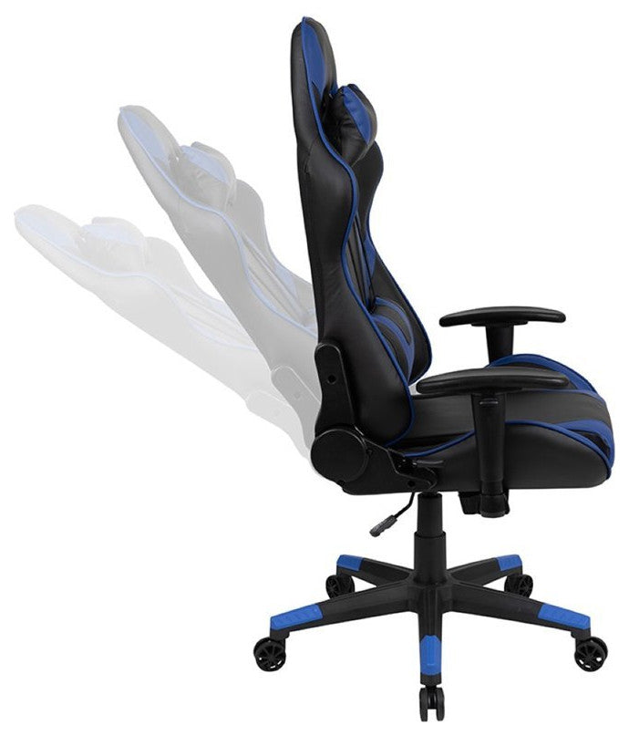 Flash Furniture Gaming Desk and Racing Reclining Chair Set in Black and Blue