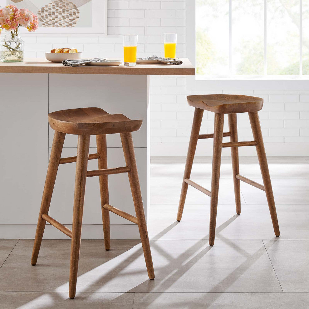Saville Backless Wood Counter Stools - Set of 2