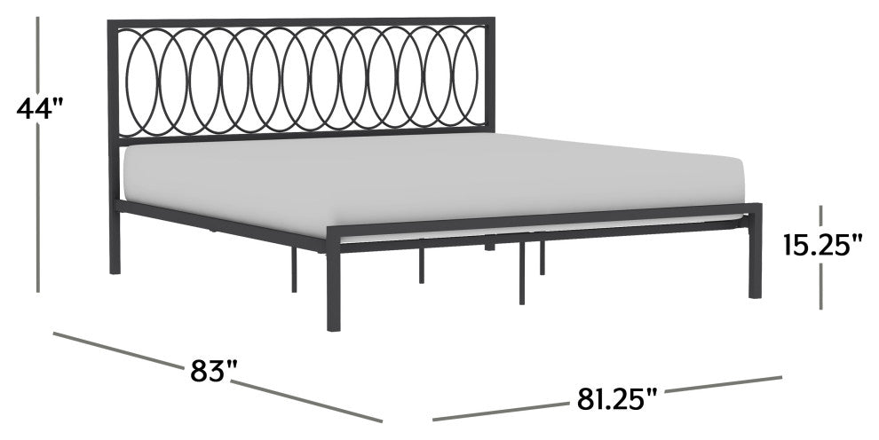 Hillsdale Naomi Geometric Interlocking Ring Design King Metal Bed