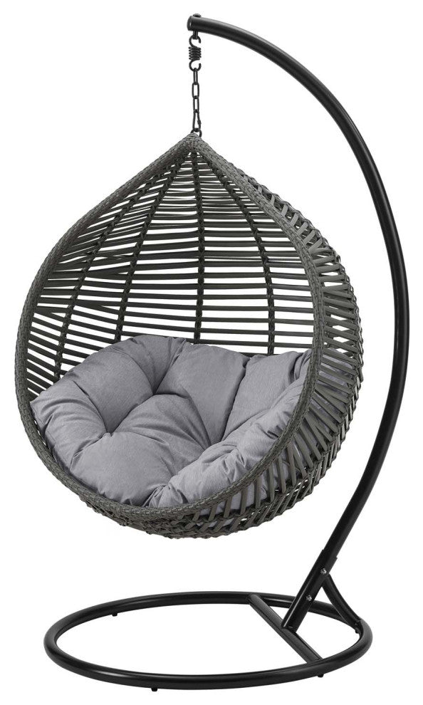 Outdoor Patio Furniture Lounge Swing Chair, Fabric Metal, Grey Gray