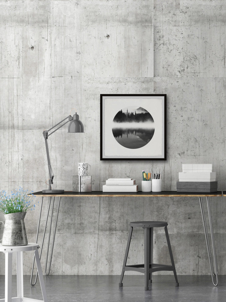 "Mountain Lake Reflection" Framed Painting Print, 12"x12"