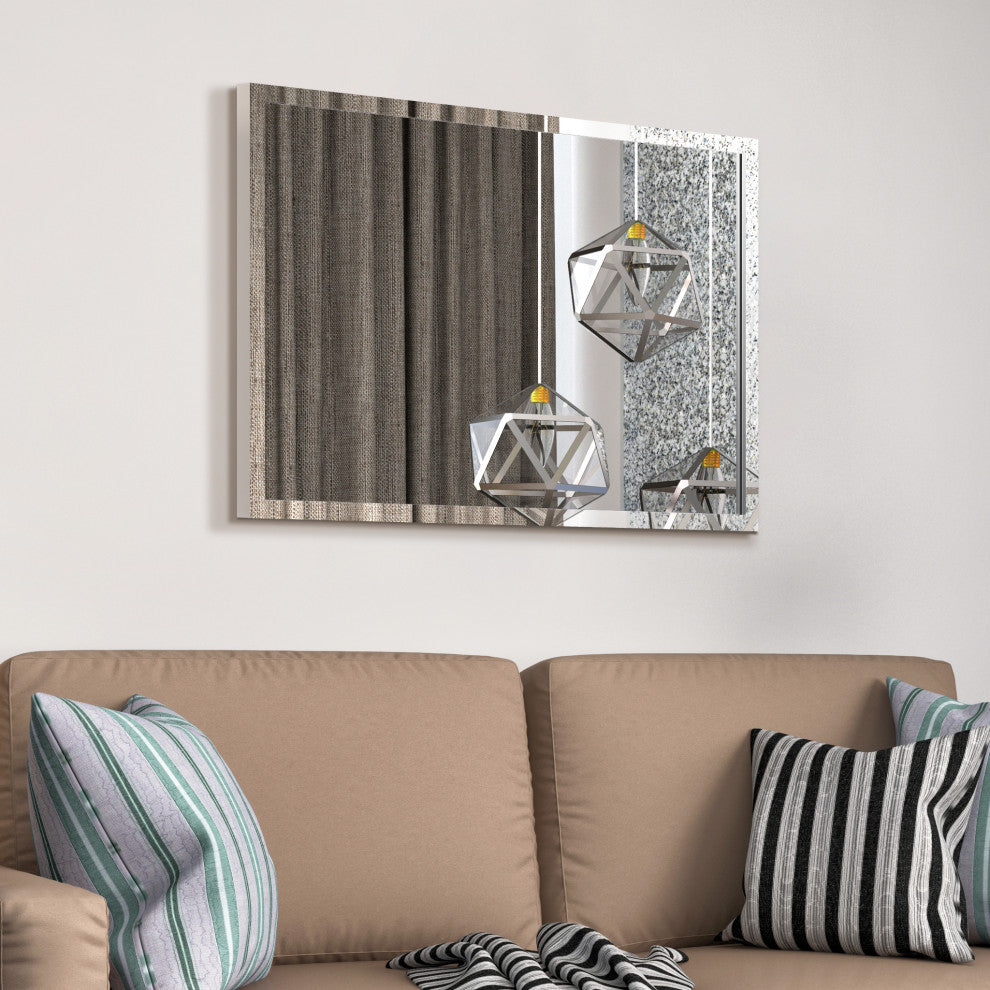 Contempo Stainless Steel Gold Wall Mirror, Polished Silver, 24"x36"