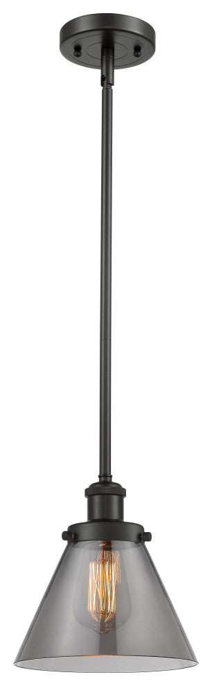 Large Cone 1-Light Pendant, Oil Rubbed Bronze, Plated Smoke