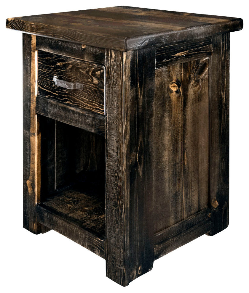Big Sky Collection Rugged Sawn One Drawer Nightstand, Jacobean Stain, 25"H