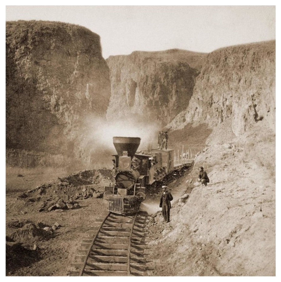 "First Construction Train, Palisades, 10 Mile Canon, 1866" Paper Art, 18"x18"