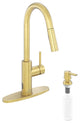 Touchless Pull Down Single Handle Kitchen Faucet With LED Function, Brushed Gold