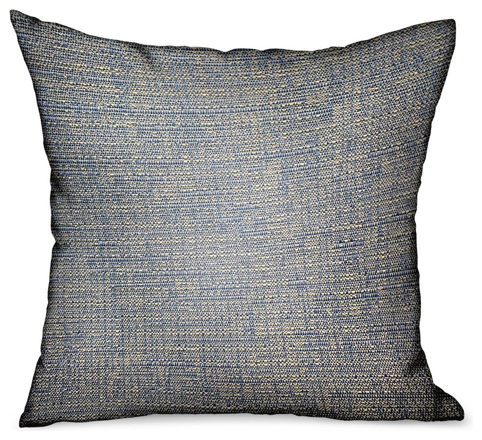 Plutus Oxford Blaze Blue Solid Luxury Outdoor/Indoor Throw Pillow, 24"x24"