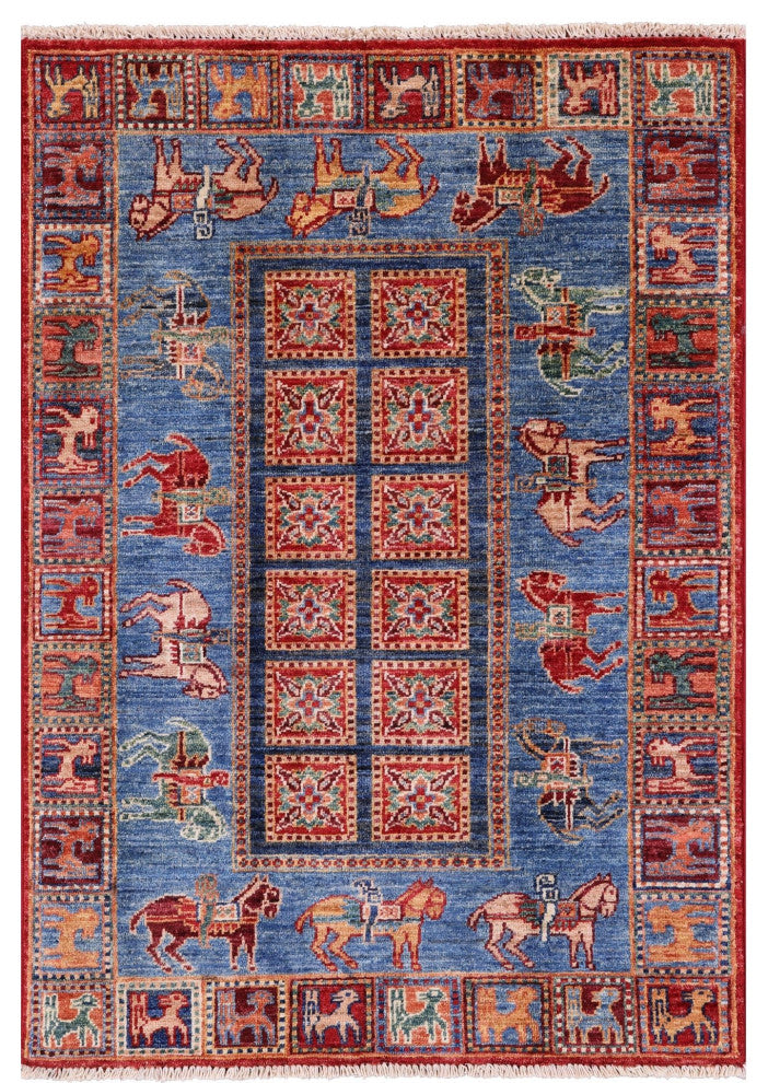 2' 9" X 3' 11" Antiqued Pazyryk Historical Design Handmade Rug Q10878