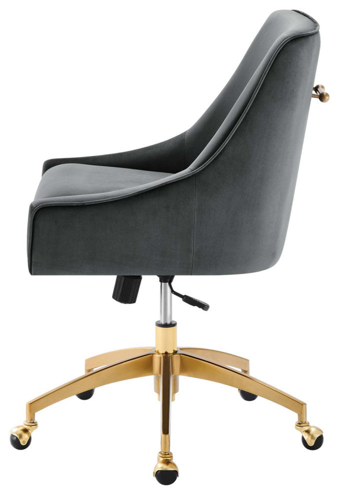 Computer Work Desk Chair, Gray, Velvet, Modern, Home Business Office