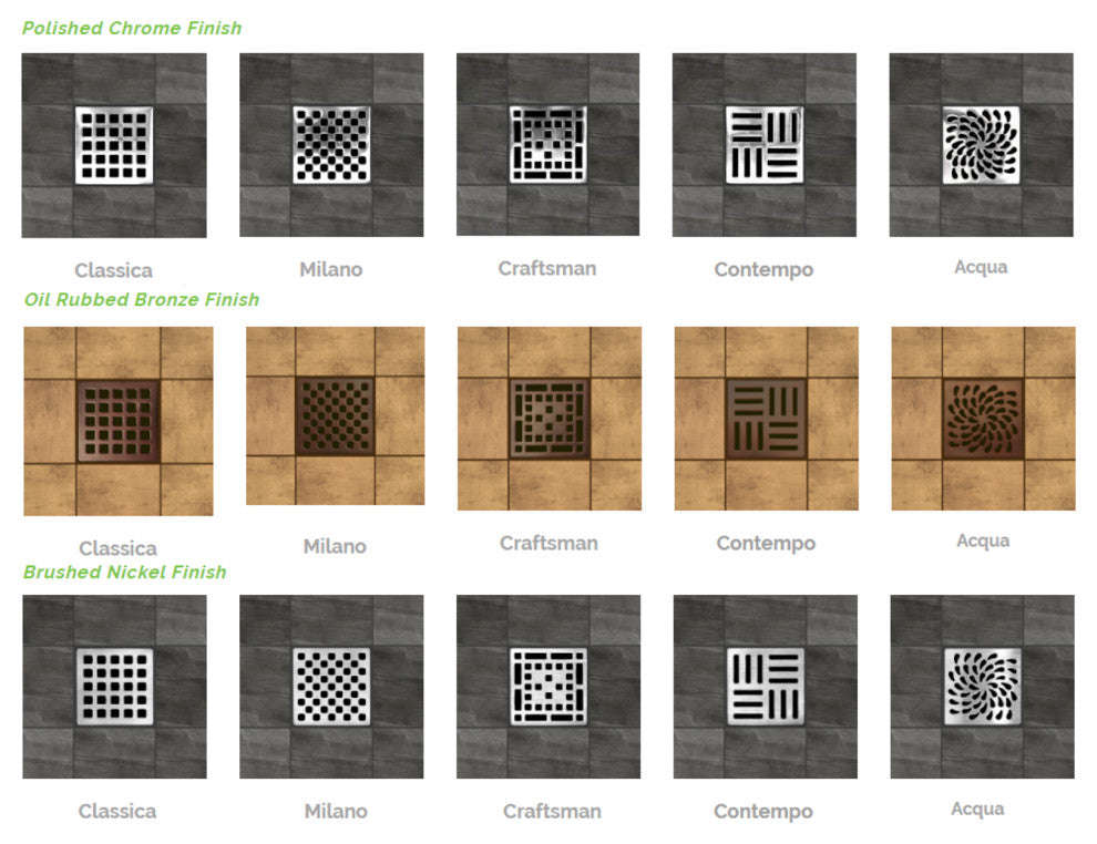 Shower Drain Grates, Decorative Stainless Steel - Classic, Oil Rubbed Bronze